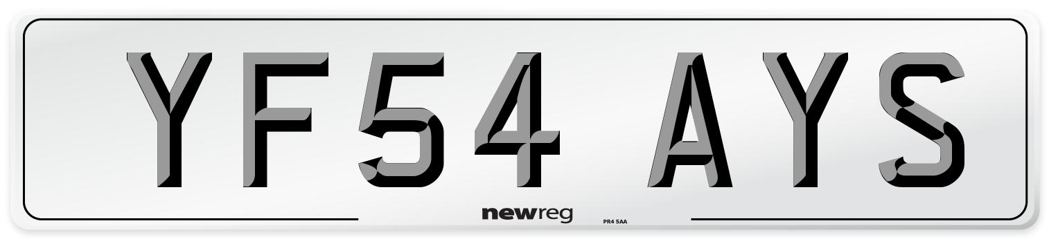YF54 AYS Number Plate from New Reg
